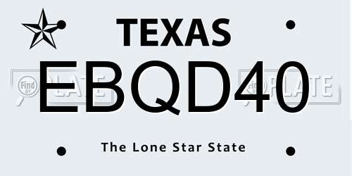 EBQD40 Texas License Plate