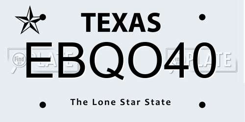 EBQO40 Texas License Plate