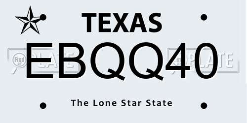 EBQQ40 Texas License Plate