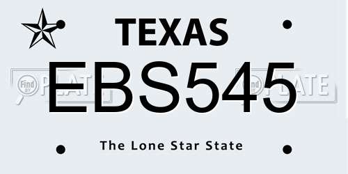 EBS545 Texas License Plate