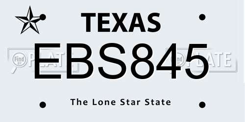 EBS845 Texas License Plate