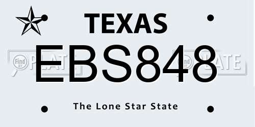 EBS848 Texas License Plate