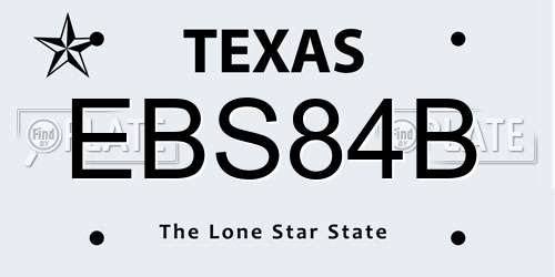 EBS84B Texas License Plate