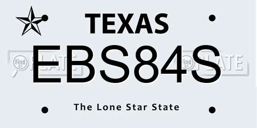 EBS84S Texas License Plate