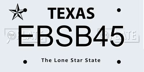 EBSB45 Texas License Plate