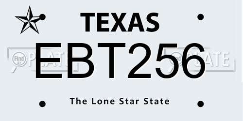 EBT256 Texas License Plate