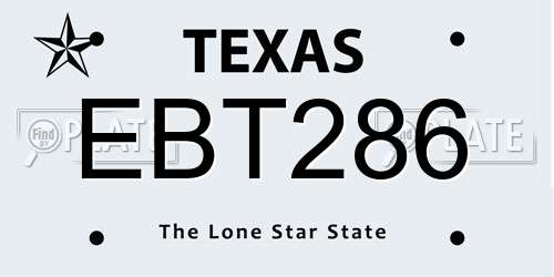 EBT286 Texas License Plate