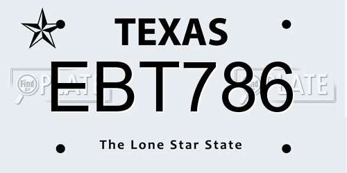 EBT786 Texas License Plate