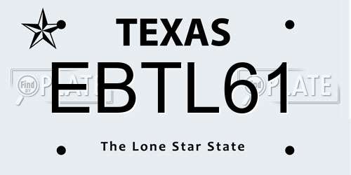 EBTL61 Texas License Plate