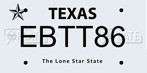 EBTT86 Texas License Plate