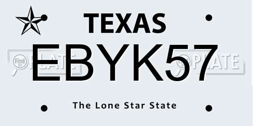 EBYK57 Texas License Plate
