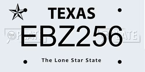 EBZ256 Texas License Plate
