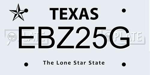EBZ25G Texas License Plate
