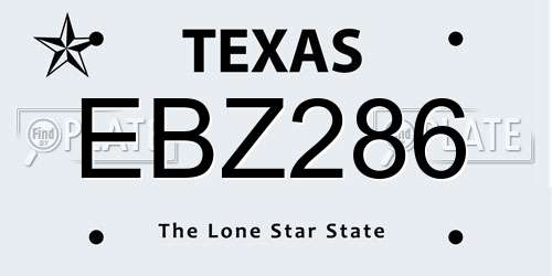 EBZ286 Texas License Plate
