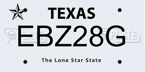 EBZ28G Texas License Plate
