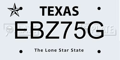 EBZ75G Texas License Plate