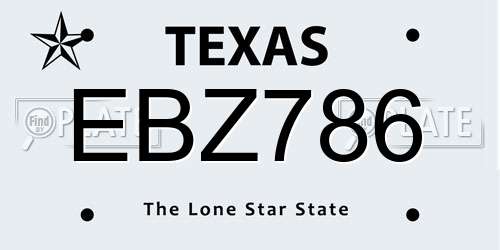EBZ786 Texas License Plate