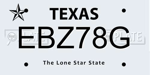 EBZ78G Texas License Plate