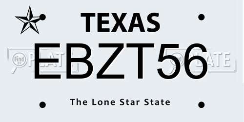 EBZT56 Texas License Plate