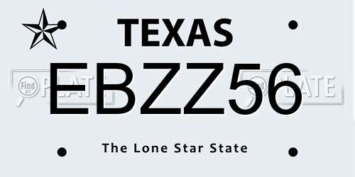 EBZZ56 Texas License Plate