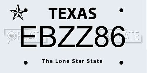 EBZZ86 Texas License Plate