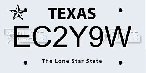 EC2Y9W Texas License Plate
