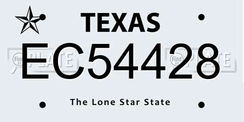 EC54428 Texas License Plate