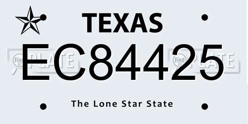 EC84425 Texas License Plate