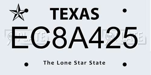 EC8A425 Texas License Plate
