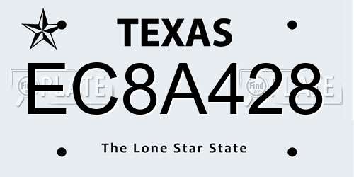 EC8A428 Texas License Plate
