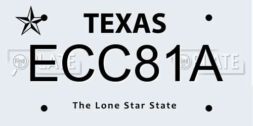 ECC81A Texas License Plate