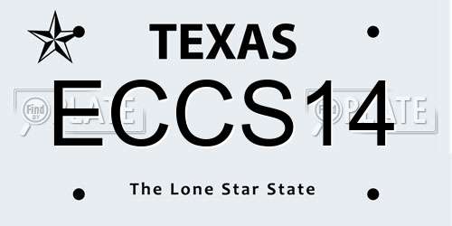 ECCS14 Texas License Plate