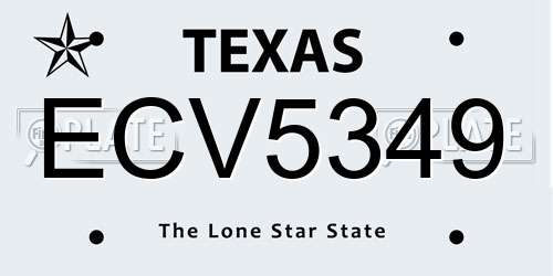 ECV5349 Texas License Plate