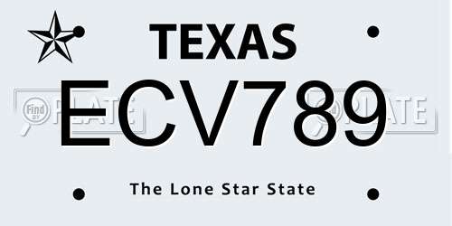 ECV789 Texas License Plate