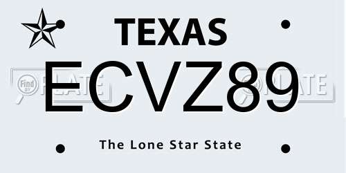 ECVZ89 Texas License Plate