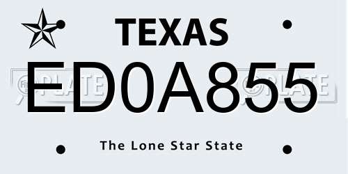 ED0A855 Texas License Plate
