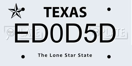 ED0D5D Texas License Plate