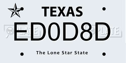 ED0D8D Texas License Plate