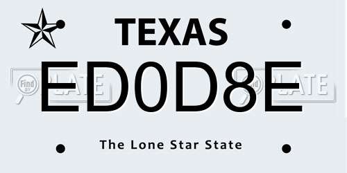 ED0D8E Texas License Plate