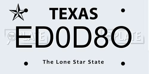 ED0D8O Texas License Plate