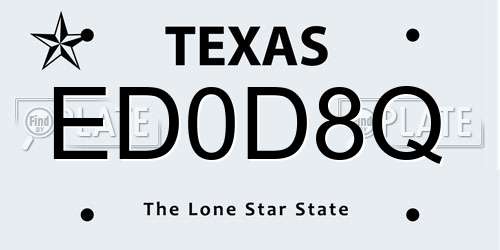 ED0D8Q Texas License Plate