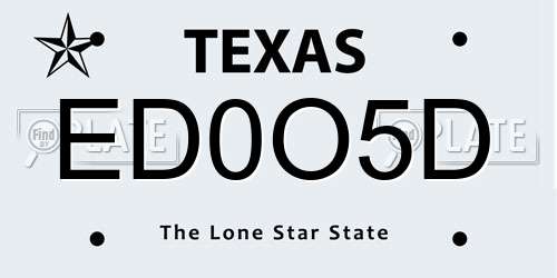 ED0O5D Texas License Plate