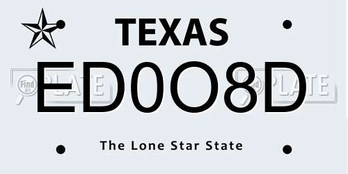 ED0O8D Texas License Plate