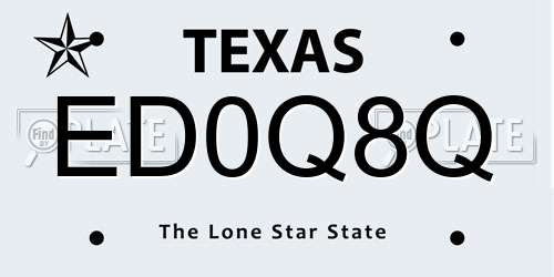ED0Q8Q Texas License Plate