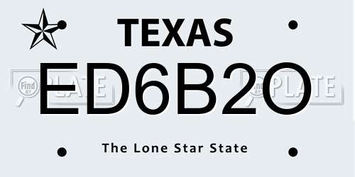 ED6B2O Texas License Plate
