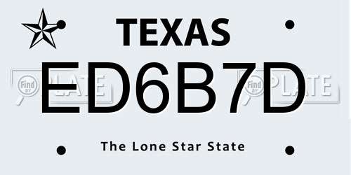 ED6B7D Texas License Plate