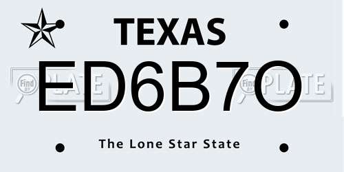 ED6B7O Texas License Plate