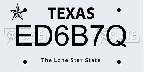 ED6B7Q Texas License Plate