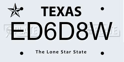 ED6D8W Texas License Plate