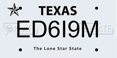 ED6I9M Texas License Plate